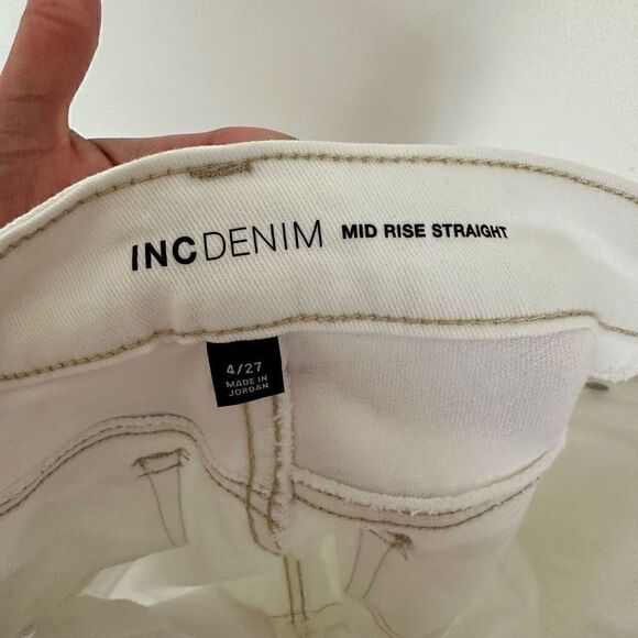 INC International Concepts Denim Women’s White Mid Rise Straight Leg Jean - Picture 9 of 10